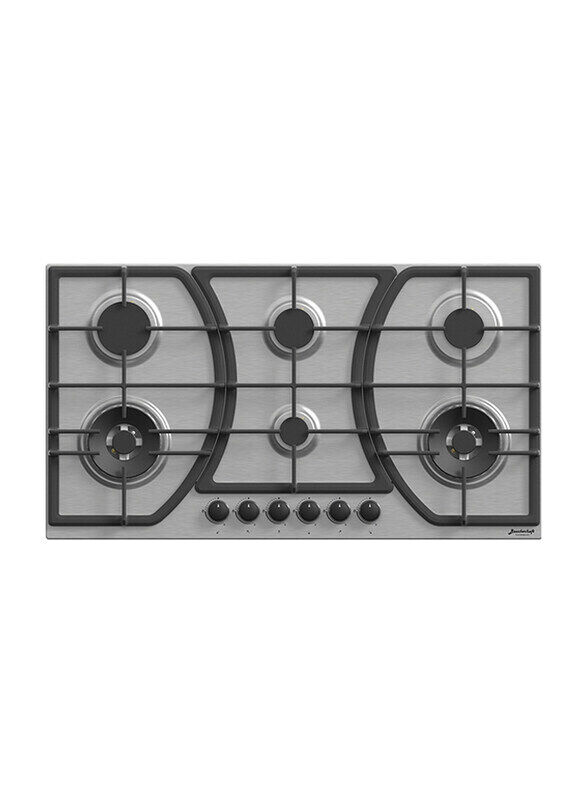 

Baeckerhaft 90cm 6-Burner Built-In Gas Cast Iron Hobs, Silver,02 WOK
