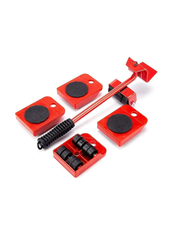 

Generic Furniture Lift Mover Tool Set with Adjustable Height Lifting Tool Lever & 4 Wheels, Red/Black