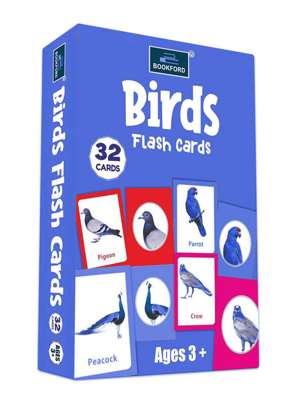 

Bookford 32-Piece Birds Themed Preschool Learning Flash Cards, Multicolour