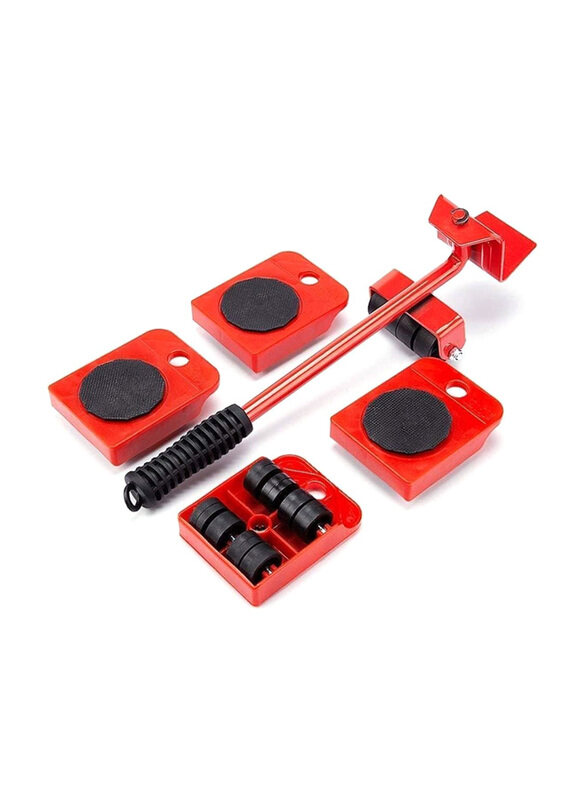 

Generic Furniture Lift Mover Tool Set with Adjustable Height Lifting Tool Lever & 4 Wheels, Red/Black