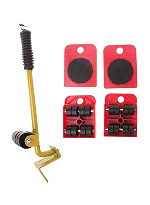 

Generic Furniture Mover Tool Set with 4 Wheeled Mover Roller & 1 Wheel Bar Hand Tools Set, Red/Black