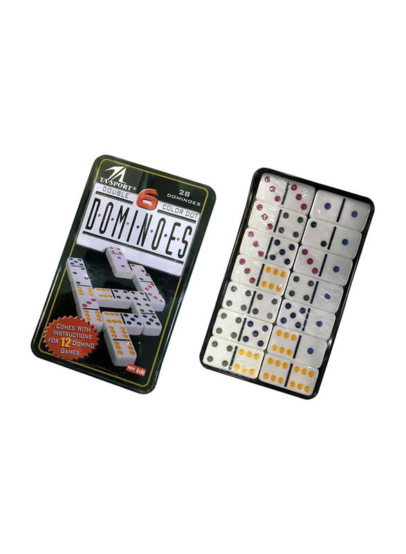 

Dominoes 28-Piece T.A Sports Double 6 Color Dot Dominoes with Instructions for 12 Domino Games, White