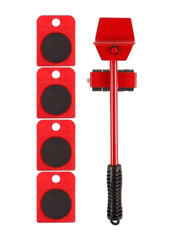 

Glass Bar New Furniture Lifter Mover Tool with 4 Wheel Sliders Kit, Red/Black