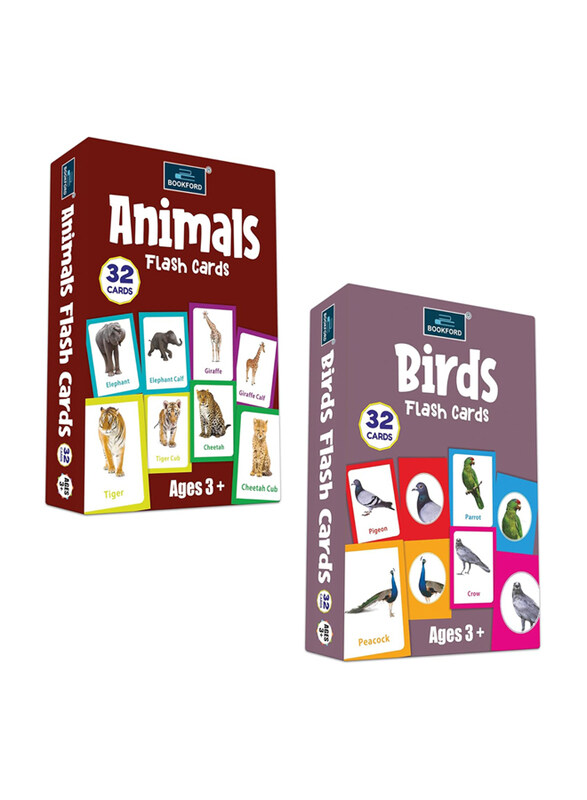 

Bookford 32-Piece Animals, Birds Flash Cards, 2 Pack, Multicolour