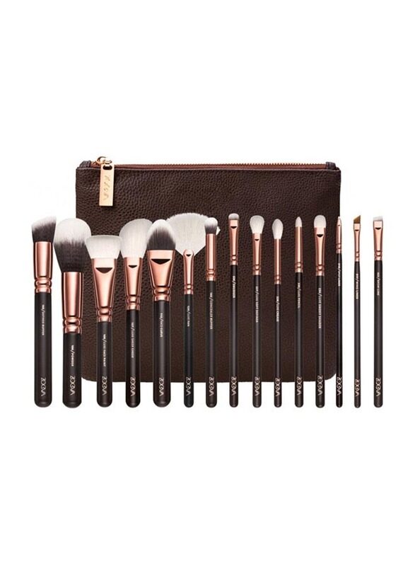 

Misstiara Face & Eye Makeup Brush Multi Use Set, 15 Piece, Black