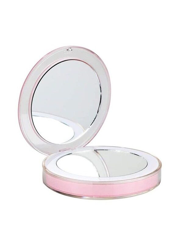 

Misstiara 1X/3X LED Lighted Travel Makeup Mirror, Pink