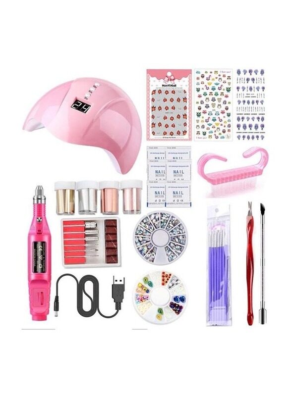 

Generic Nail UV LED Lamp with Nail Drill Machine & Nail Sticker Set, Multicolour