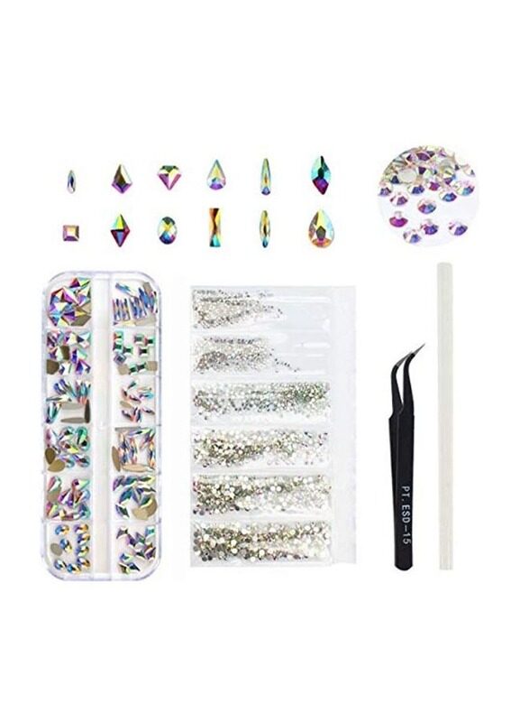 

Generic 3D Multi-size Glass Flat Nail Art Craft Set, 1850 Piece, Multicolour