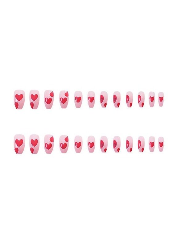 

Misstiara 24-Piece Removable False Nail Set, Pink/Red