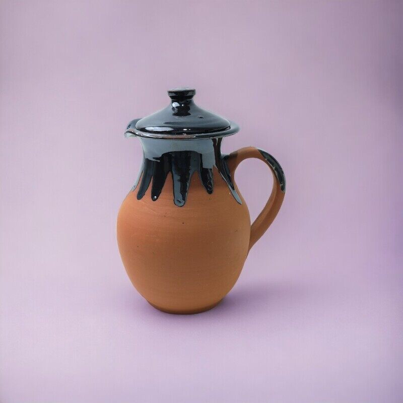 

ARK Naturals ARK Dirtique 1L Artisan Clay Pitcher Half Glazed Terracotta Jug, Stylish and Functional for Everyday Use.