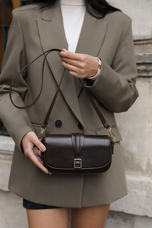 

Mina Fashion Alina Buckle Cross Body Handbag for Women, Brown