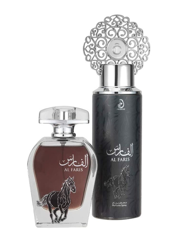 

Arabiyat 2-Piece Perfume Set Unisex, Al Faris 100ml EDP Perfume, 200ml Perfume Spray