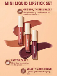 Sheglam Matte Allure Mini Liquid Lipstick Set, 3 Pieces, Feel Real, Multicolour