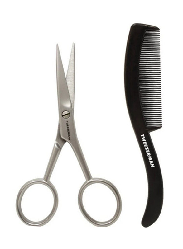 

Tweezerman Moustache Scissors & Comb, Silver/Black