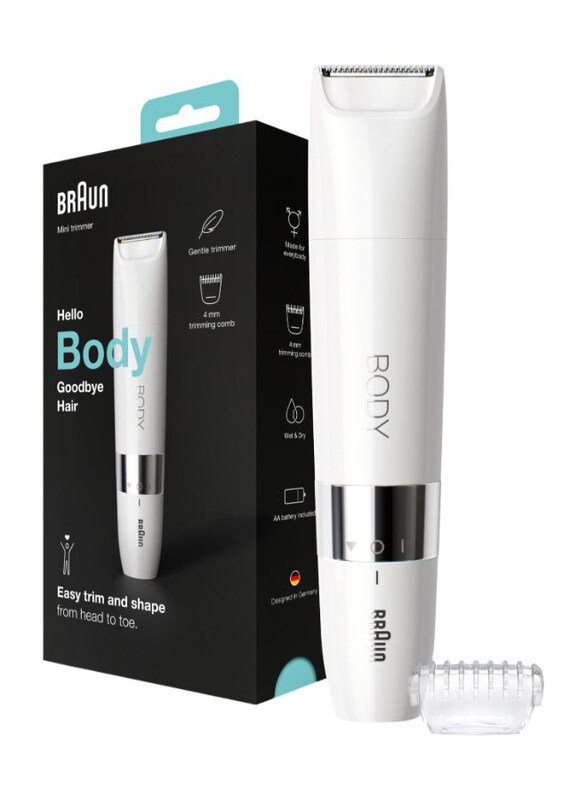 

Braun Body Mini Trimmer Bs1000 Electric Body Hair Removal for On-The-Go, White