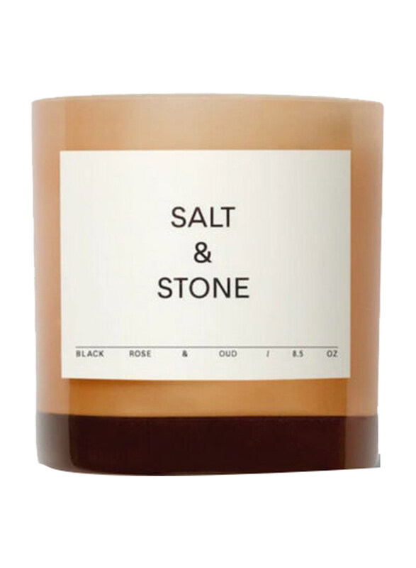 

Salt & Stone Black Rose & Oud Scented Candle, 480g, Brown