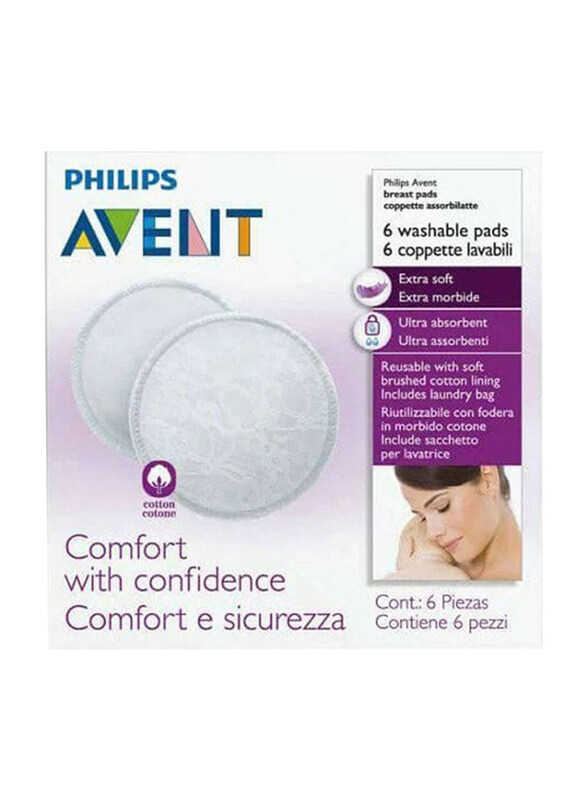 

Philips Avent Washable Breast Pads, 6 Pieces, White