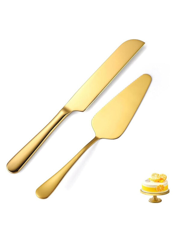 

Generic Golden Wedding Cake Cutting Set, 2 Pieces, Gold