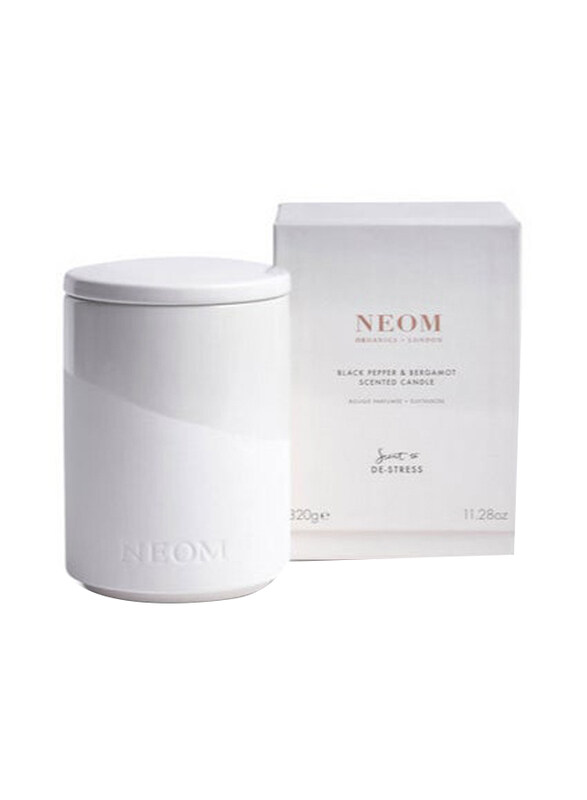 

Neom Black Pepper and Bergamot Scented Candle, 320g, White