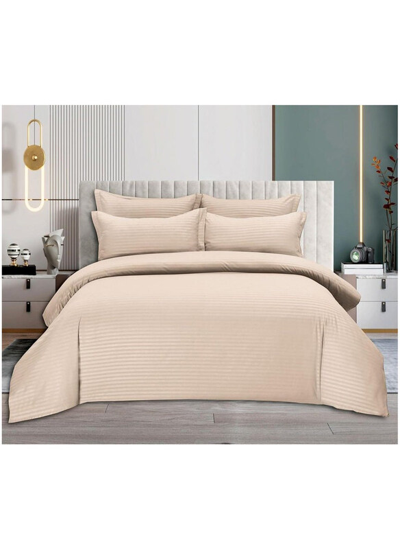 

Generic Luxury King Size Cotton Bedsheet Quilt Cover Set, 6 Piece, Beige