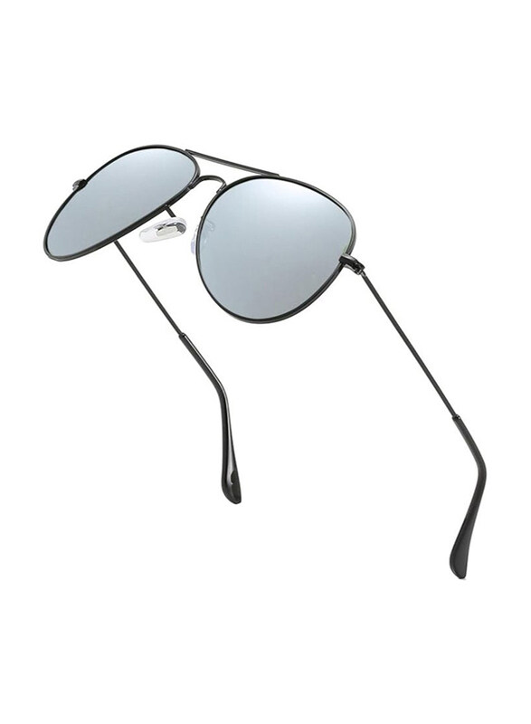 

Generic Fashion Driving Full-Rim Aviator Black Sunglasses Unisex, Grey Lens