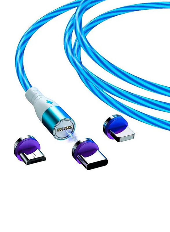 

Generic Usb Charging 3 in 1 Cable Universal Led Magnetic 2.4A Fast Charging Led, Blue