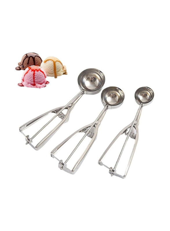 

Generic 3-Piece Ice Cream Scoop with Trigger Release, Silver