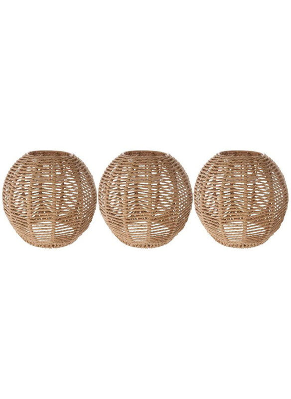

Generic Woven Globe Lamp Shade Light Cover, 3 Piece, Beige
