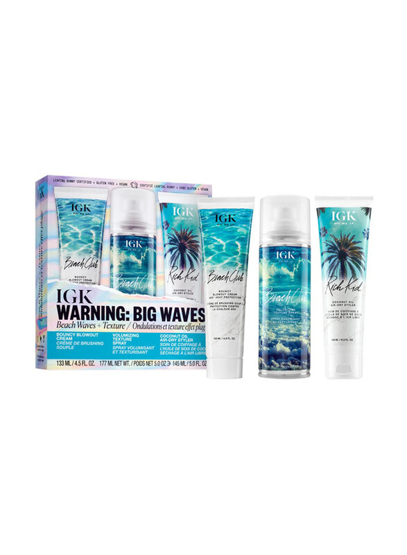 

IGK Warning: Big Waves Kit for All Hair Types, 3 Pieces