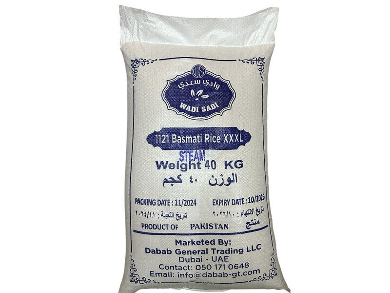 

1121 WADI SADI STEAM BASMATI RICE XXXL 40 KG