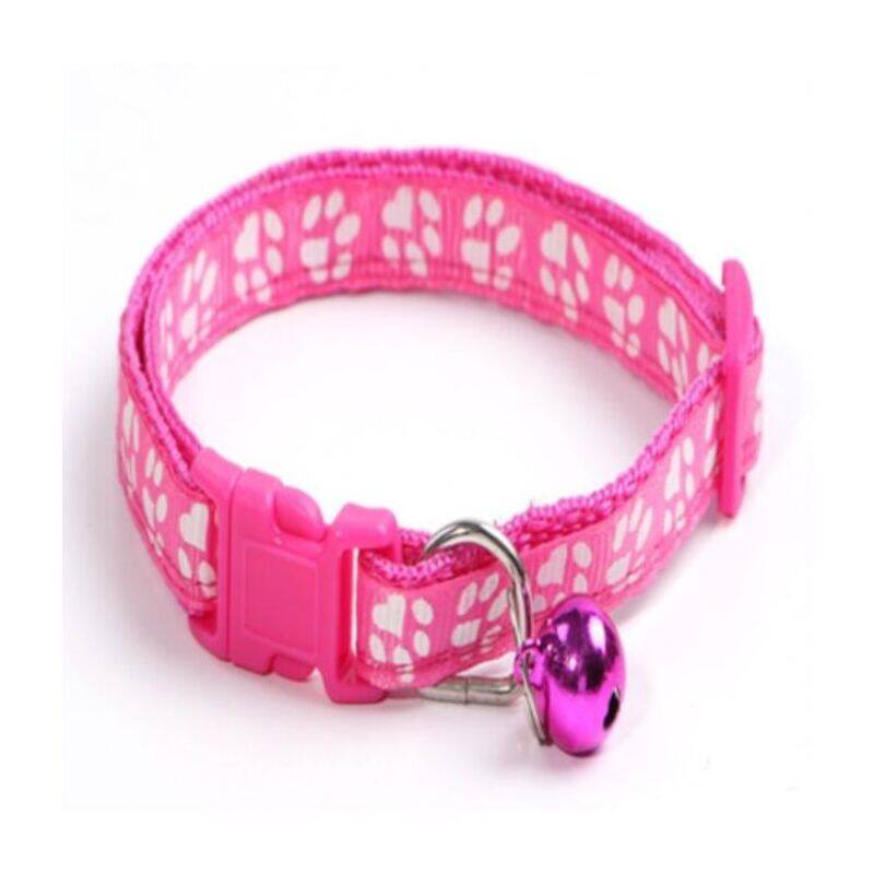 

Pets Club Adjustable Cat Collar With Bell- Light Pink Paw