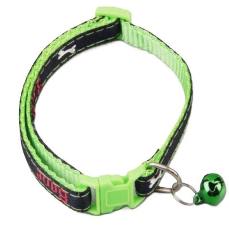 

Pets Club Adjustable Cat Collar With Bell- Green/Black