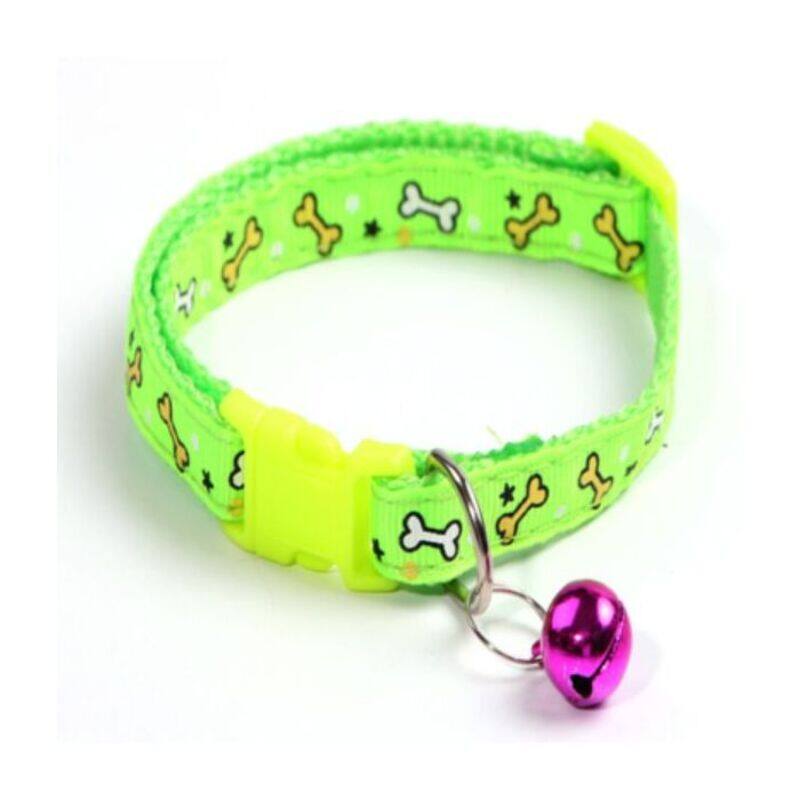 

Pets Club Adjustable Cat Collar With Bell Green Bone