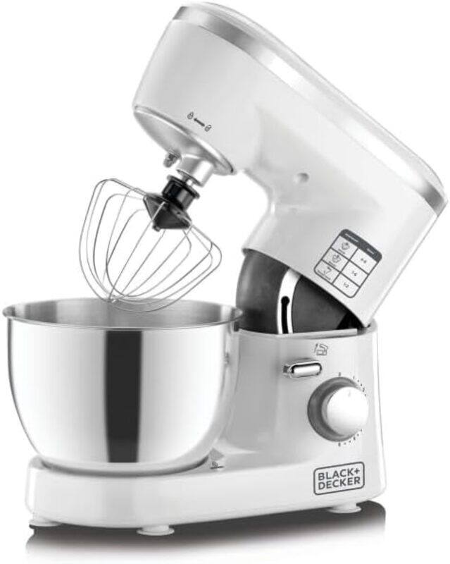 

Black+Decker Black Decker Kitchen Stand Mixer Machine, 1000W Power, 4L Large Capacity, Stainless Steel Bowl, 6 Speed Settings for Perfect Baking Results, Easy Mix