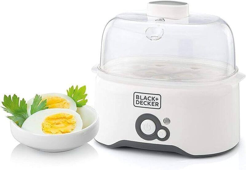 

Black+Decker Black Decker Egg Cooker with 7 Egg Rack, 280W, 2 Poaching Pans, Dry Boil Protection, Auto Shutoff, Transparent Cover, Easy to Clean, Perfect for Boile