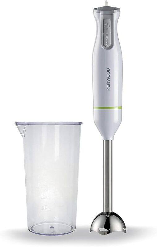 

KENWOOD Hand Blender Metal Wand 600W Stick with Graduated Beaker, Turbo Function, Removable for Easy Cleaning HBM02.001WH White