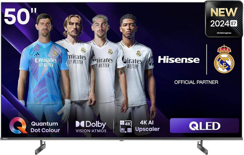 

Hisense 50 inch QLED Smart TV E7N-Quantum Dot Colour, AI Picture, Dolby Vision, Dolby Atmos, Share to TV, Voice Control, Filmmaker Mode, Youtube, Netf