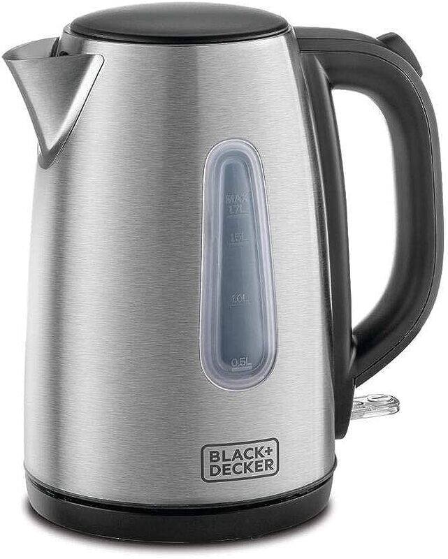 

Black+Decker BLACK DECKER Cordless Electric Kettle, 2200W Power, 1 7L, with Water Level Indicator, Removable Filter Auto Shut Off, Stainless Steel Body, Perfect