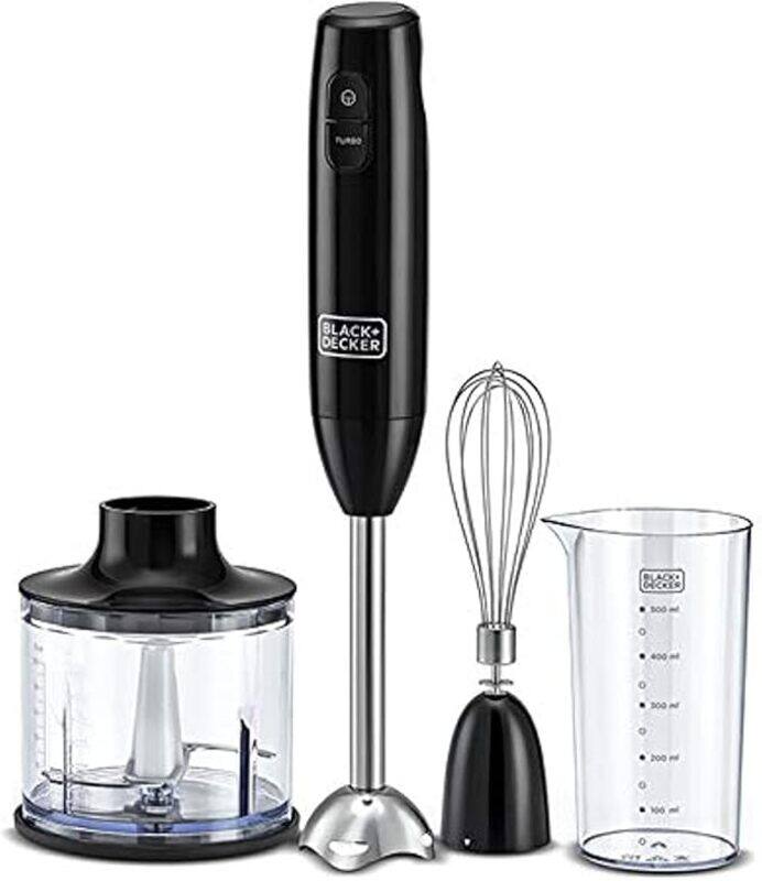 

Kenwood BLACK DECKER Hand Blender, 600W, 600ml Chopping Bowl, 500ml Beaker, Stainless Steel Blades, Dual Speed, 3 in 1 Functionality, Anti Slip, Perfect for B