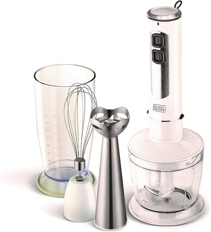 

Black+Decker Black Decker 400W 4 In 1 Stainless Steel Stem Hand Blender With Chopper and Whisk White SB4000 B5