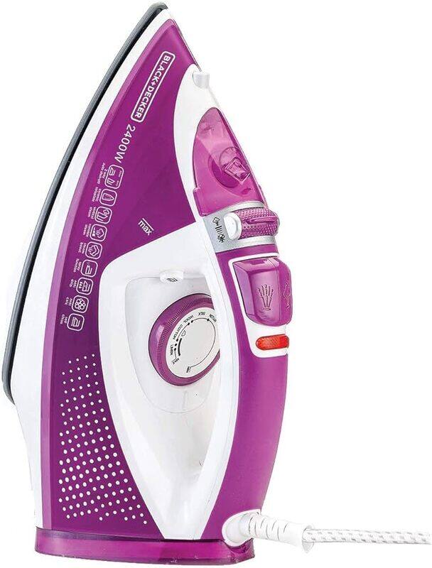

Black+Decker BLACK DECKER Steam Iron, 2400W, Ceramic Soleplate, 2 Way Auto Shutoff, Variable Steam Control, Vertical Steam, Anti Calc System, Self Clean Function,