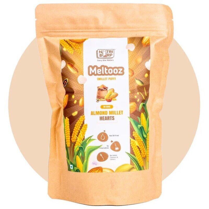 

Nutriburp Meltooz Almond Millets Heart Puffs 50 grams Vegan Gluten Free