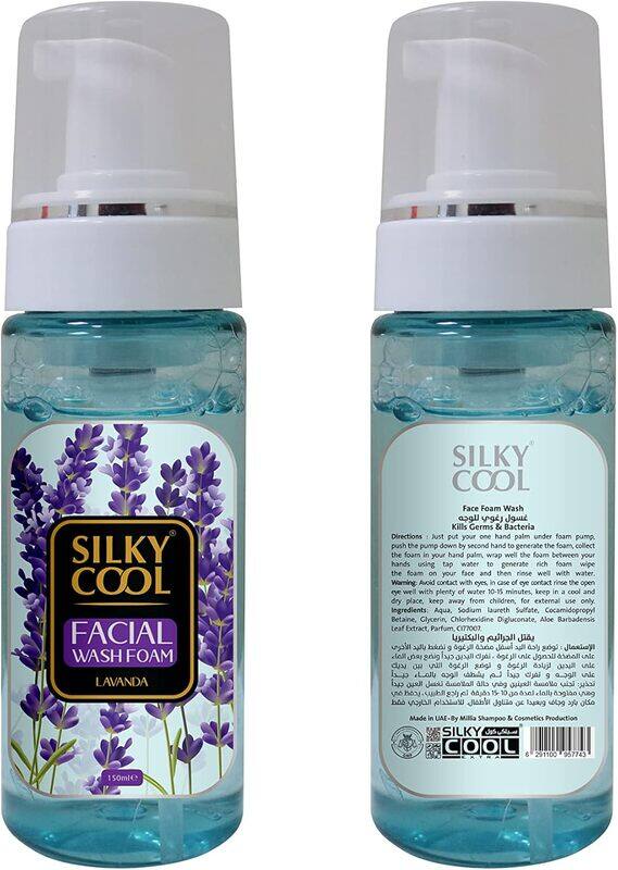 

Silky Cool Facial Wash Foam 150 ml, Kills Germs & Bacteria LAVANDA