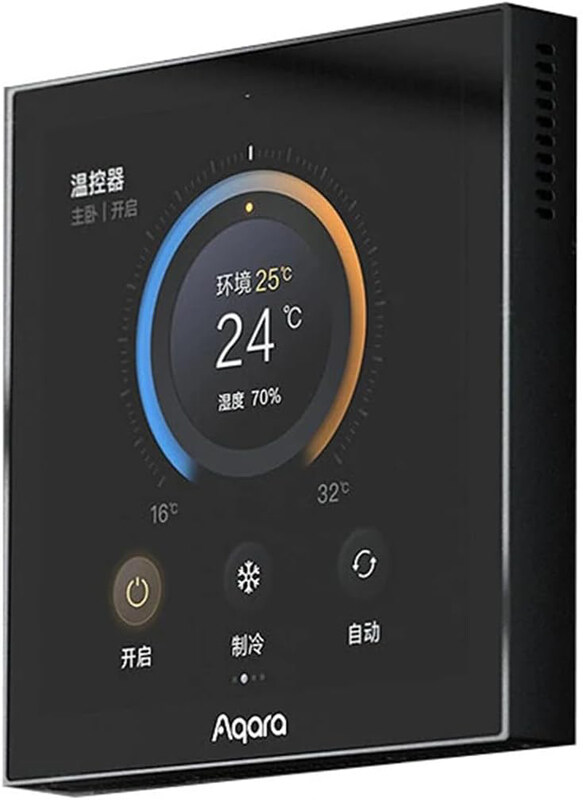 

Aqara S3 Smart Zigbee LED Thermostat, Touch Screen Panel, Voice/Remote Control Support, Sensing Temperature Humidity, Work with Homekit App, Black