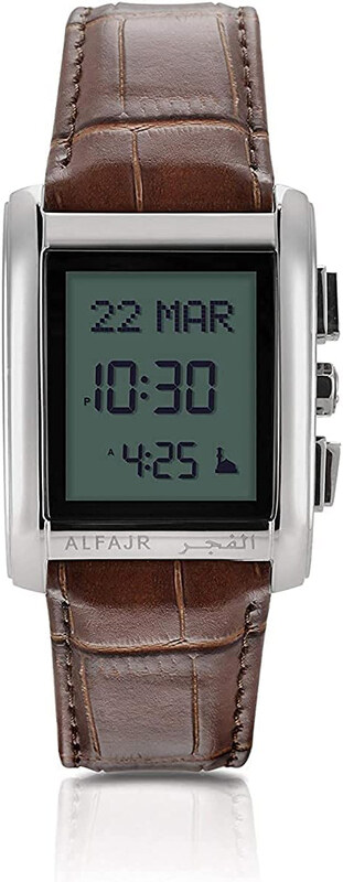 

Al Fajr Digital Casual Watch for Men with Leather Band, Water Resistant, WS-06L, Brown