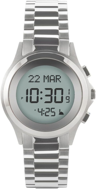 

Al Fajr Digital Round Watch for Men with Stainless Steel Band, Water Resistant, WR-02, Silver-Blue