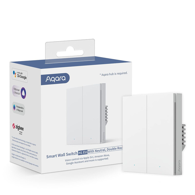 

Aqara Light Smart Wall Switch Polycarbonate, WSEUK04, 240V, White