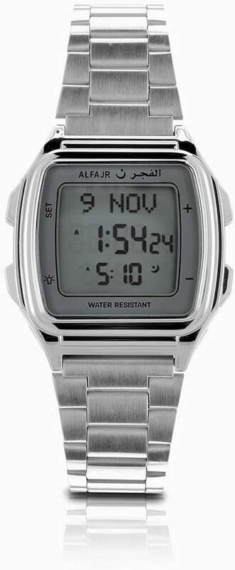 

Al Fajr Digital Casual Watch for Men with Stainless Steel Band, Water Resistant, WP-04S, Silver-Black