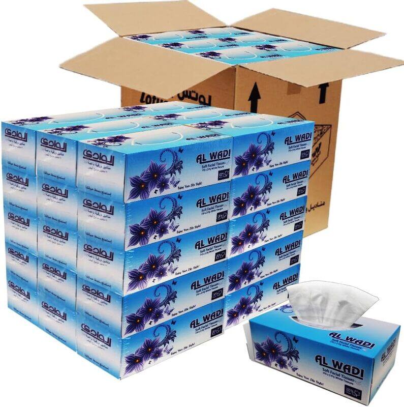 

Al Wadi Soft Facial Tissue 30 Boxes/Packs,170 Sheets 2 Ply, 5100 Tissues Total - Perfect for Cars, Traveling, Kitchen, School & Bathroom