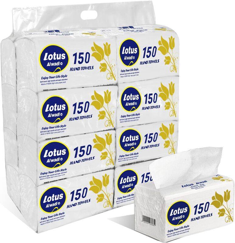 

Al Wadi 150 Sheet (Pack of 16 Bundles), Super Soft Facial Tissue, Total of 2400 Tissues - Lotus Alwadi